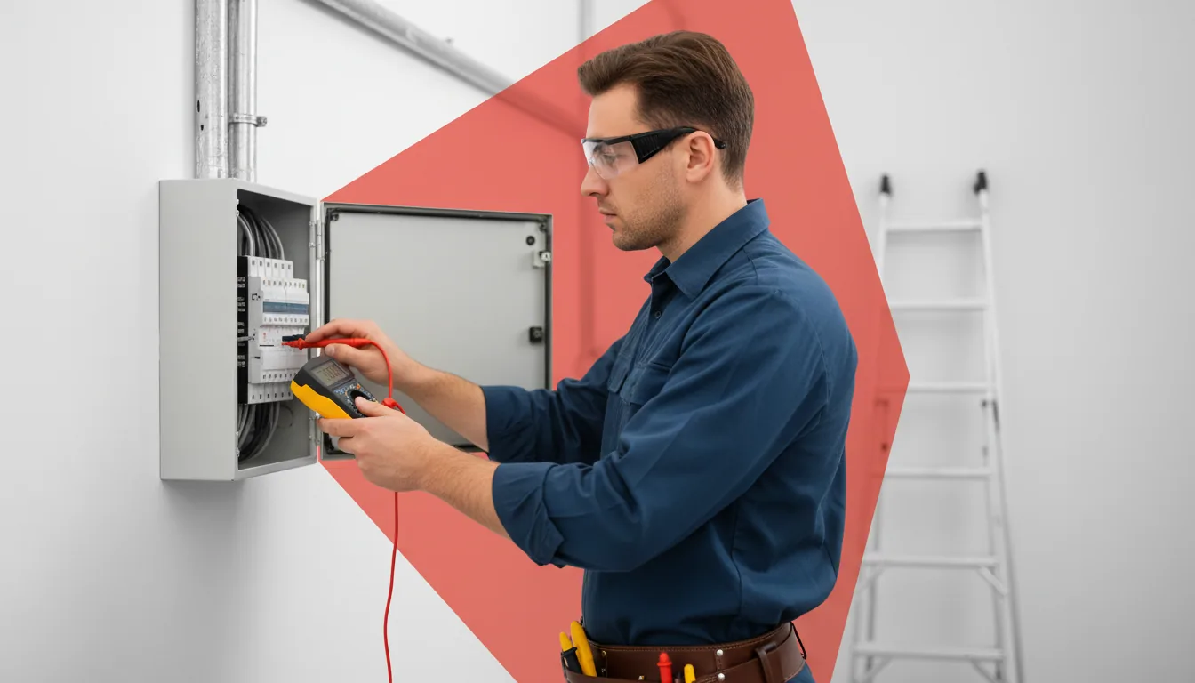 Electricista trabajando en una instalación en Valencia