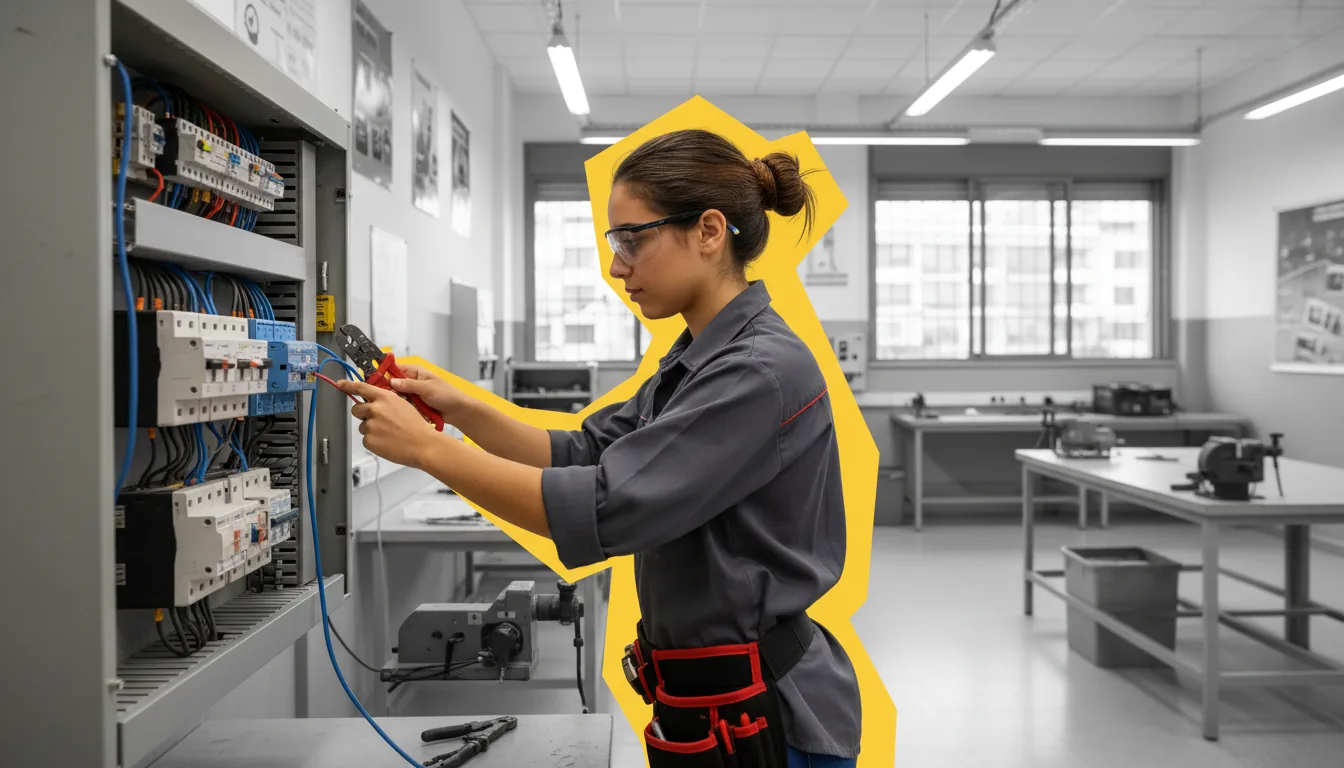 Alumna en prácticas de electricidad en Madrid
