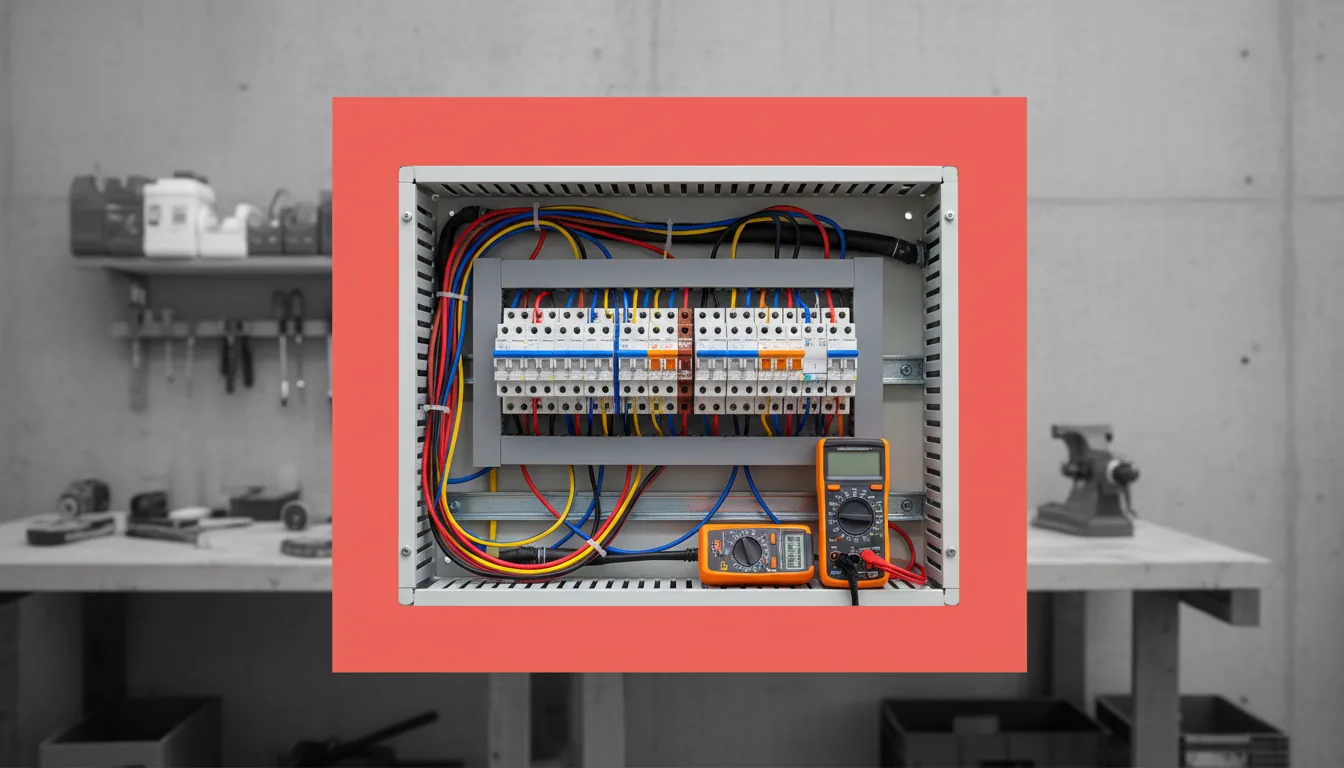 Cuadro eléctrico y herramientas de instalador